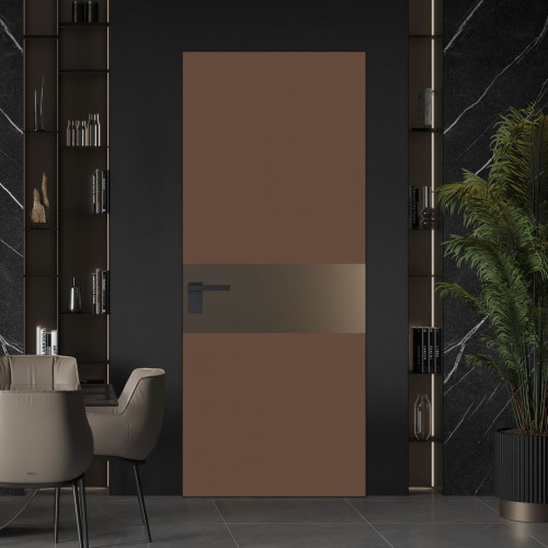 Межкомнатная дверь ProfilDoors 5 AGK цвет Монохром гляссе триплекс вставка Перламутр бронза кромка Черный матовый