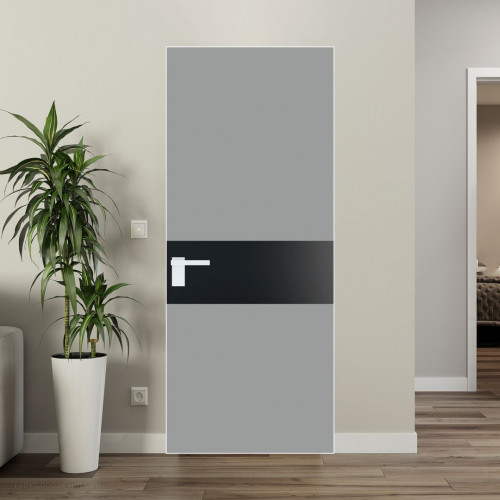 Межкомнатная дверь ProfilDoors 5 AGK цвет Монохром серый триплекс вставка Блэк кромка Вайт