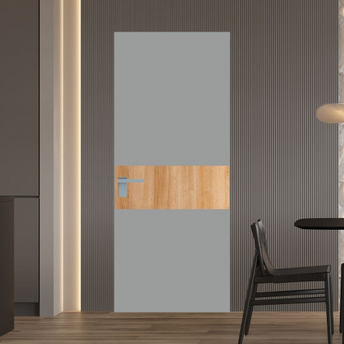 Межкомнатная дверь ProfilDoors 5 AGK цвет Монохром серый триплекс вставка Дуб Карамель кромка Матовая