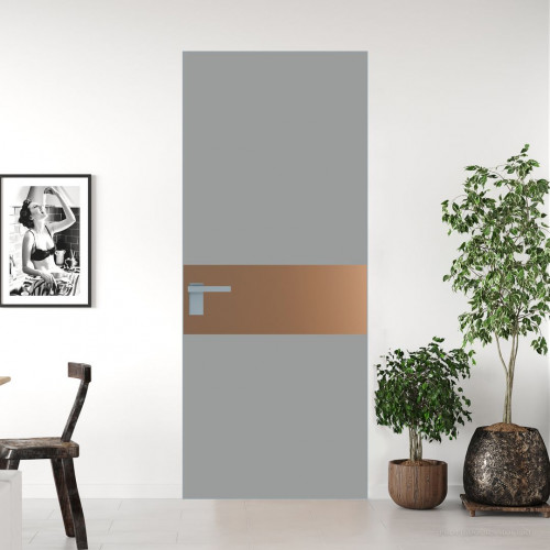 Межкомнатная дверь ProfilDoors 5 AGK цвет Монохром серый триплекс вставка Перламутр золото кромка Серебро