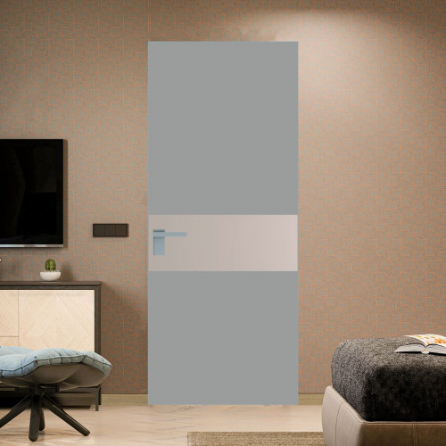 Межкомнатная дверь ProfilDoors 5 AGK цвет Монохром серый триплекс вставка Сэнд кромка Серебро