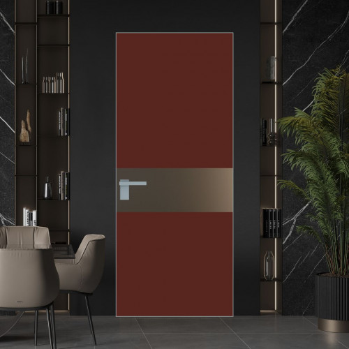 Межкомнатная дверь ProfilDoors 5 AGK цвет Монохром шоколад триплекс вставка Перламутр бронза кромка Серебро