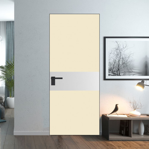 Межкомнатная дверь ProfilDoors 5 AGK цвет Монохром жемчуг триплекс вставка Крем Вайт кромка Черный матовый
