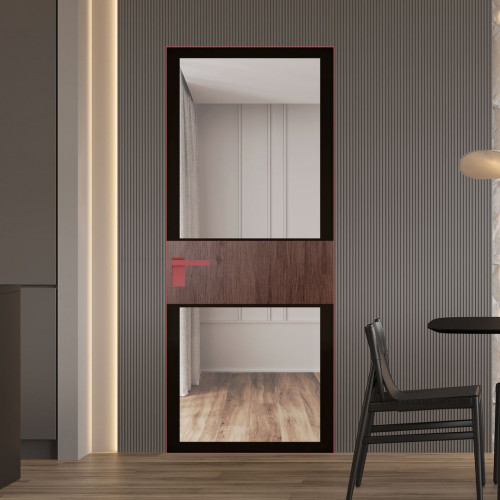 Межкомнатная дверь ProfilDoors 5 AGK цвет Планибель черный прокрас вставка Дуб Тобакко кромка Красный антрацит