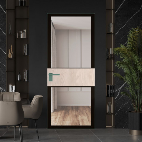 Межкомнатная дверь ProfilDoors 5 AGK цвет Планибель черный прокрас вставка Каштан светлый кромка Зеленый воск