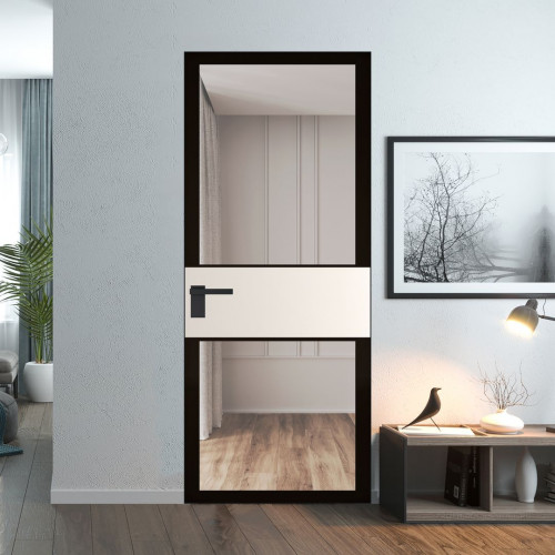 Межкомнатная дверь ProfilDoors 5 AGK цвет Планибель черный прокрас вставка Перламутр белый кромка Черный матовый