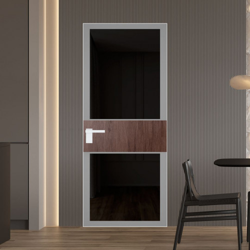 Межкомнатная дверь ProfilDoors 5 AGK цвет Планибель графит серый прокрас вставка Дуб Тобакко кромка Вайт