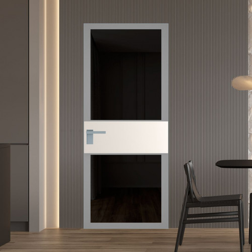 Межкомнатная дверь ProfilDoors 5 AGK цвет Планибель графит серый прокрас вставка Перламутр белый кромка Матовая