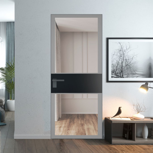 Межкомнатная дверь ProfilDoors 5 AGK цвет Планибель серый прокрас вставка Блэк кромка Серая ночь