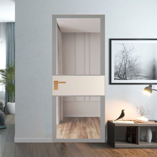 Межкомнатная дверь ProfilDoors 5 AGK цвет Планибель серый прокрас вставка Кремовая Магнолия кромка Золото