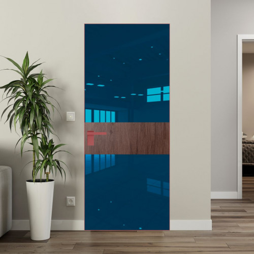 Межкомнатная дверь ProfilDoors 5 AGK цвет Зеркало Blue вставка Дуб Тобакко кромка Красный антрацит