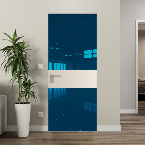 Межкомнатная дверь ProfilDoors 5 AGK цвет Зеркало Blue вставка Кремовая Магнолия кромка Никель матовый