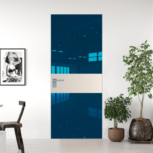 Межкомнатная дверь ProfilDoors 5 AGK цвет Зеркало Blue вставка Кремовая Магнолия кромка Серебро