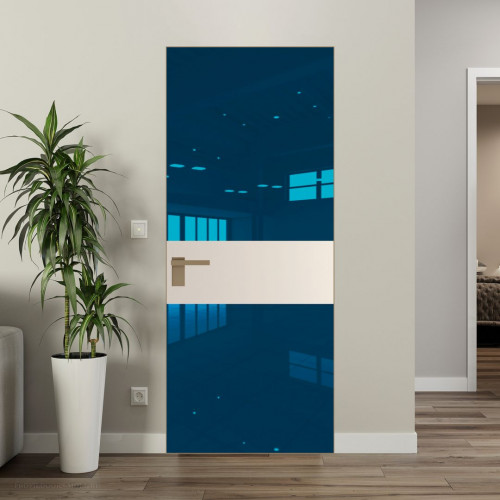 Межкомнатная дверь ProfilDoors 5 AGK цвет Зеркало Blue вставка Кремовая Магнолия кромка Шампань