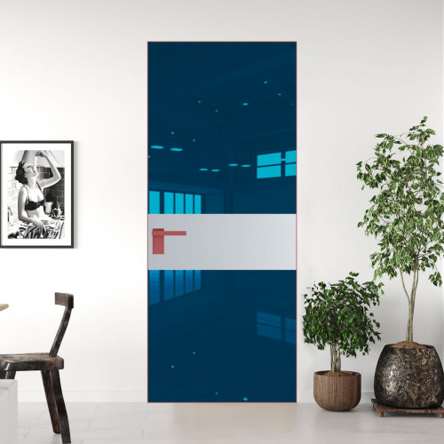 Межкомнатная дверь ProfilDoors 5 AGK цвет Зеркало Blue вставка Лайт Грей кромка Красный антрацит