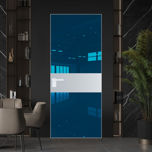 Межкомнатная дверь ProfilDoors 5 AGK цвет Зеркало Blue вставка Лайт Грей кромка Вайт
