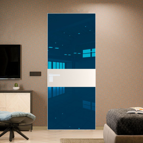 Межкомнатная дверь ProfilDoors 5 AGK цвет Зеркало Blue вставка Перламутр белый кромка Вайт