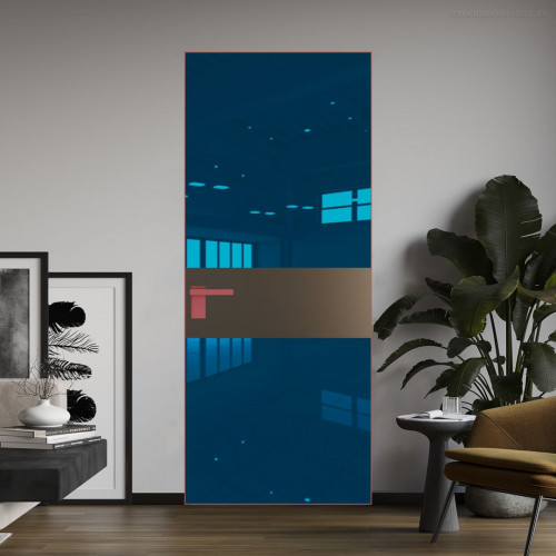 Межкомнатная дверь ProfilDoors 5 AGK цвет Зеркало Blue вставка Перламутр бронза кромка Красный антрацит