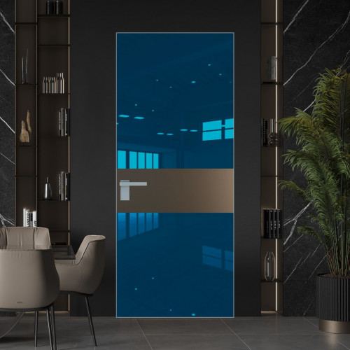 Межкомнатная дверь ProfilDoors 5 AGK цвет Зеркало Blue вставка Перламутр бронза кромка Серебро