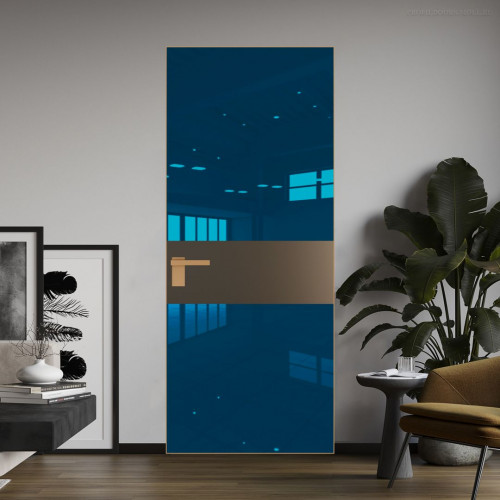 Межкомнатная дверь ProfilDoors 5 AGK цвет Зеркало Blue вставка Перламутр бронза кромка Золото