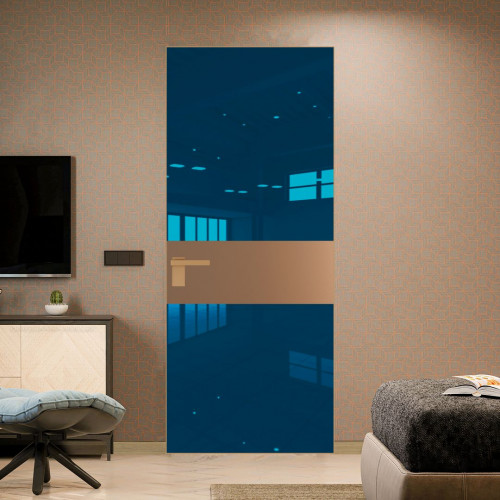 Межкомнатная дверь ProfilDoors 5 AGK цвет Зеркало Blue вставка Перламутр золото кромка Золото