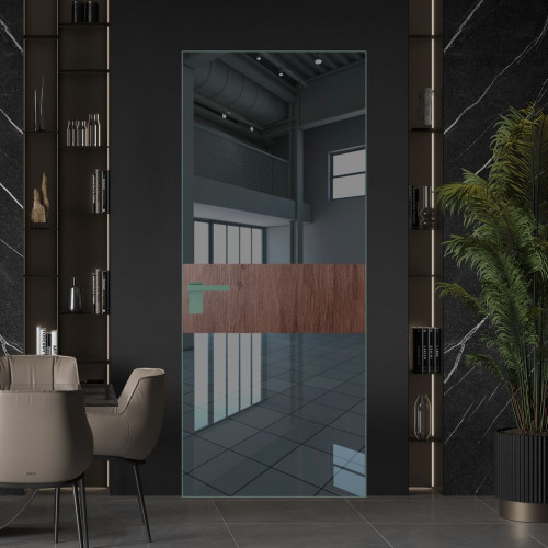 Межкомнатная дверь ProfilDoors 5 AGK цвет Зеркало Grey вставка Дуб Тобакко кромка Зеленый воск
