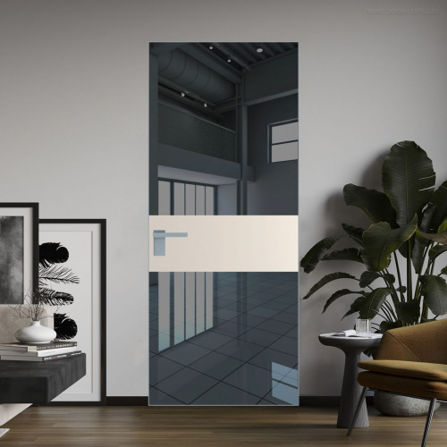 Межкомнатная дверь ProfilDoors 5 AGK цвет Зеркало Grey вставка Кремовая Магнолия кромка Серебро