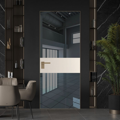 Межкомнатная дверь ProfilDoors 5 AGK цвет Зеркало Grey вставка Кремовая Магнолия кромка Шампань