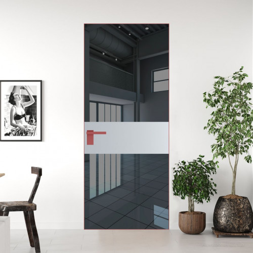 Межкомнатная дверь ProfilDoors 5 AGK цвет Зеркало Grey вставка Лайт Грей кромка Красный антрацит
