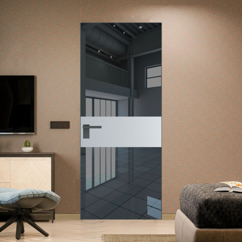 Межкомнатная дверь ProfilDoors 5 AGK цвет Зеркало Grey вставка Лайт Грей кромка Серая ночь