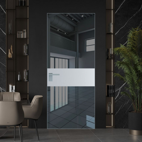 Межкомнатная дверь ProfilDoors 5 AGK цвет Зеркало Grey вставка Лайт Грей кромка Серебро