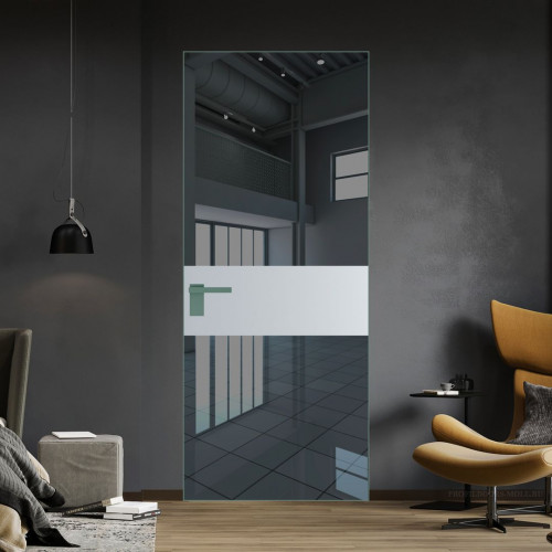 Межкомнатная дверь ProfilDoors 5 AGK цвет Зеркало Grey вставка Лайт Грей кромка Зеленый воск