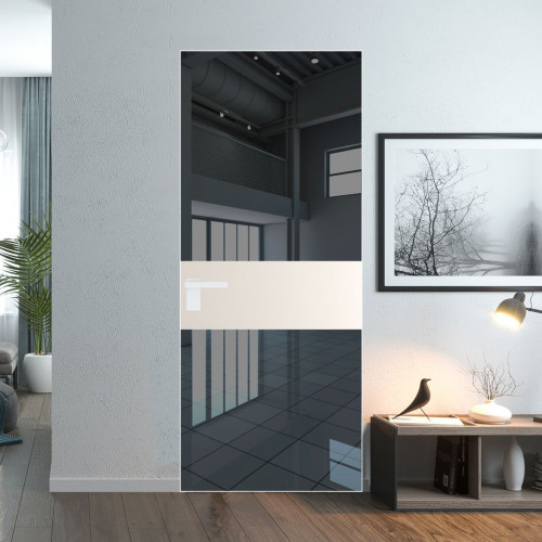 Межкомнатная дверь ProfilDoors 5 AGK цвет Зеркало Grey вставка Перламутр белый кромка Вайт