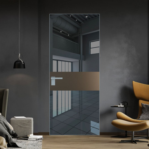 Межкомнатная дверь ProfilDoors 5 AGK цвет Зеркало Grey вставка Перламутр бронза кромка Серебро