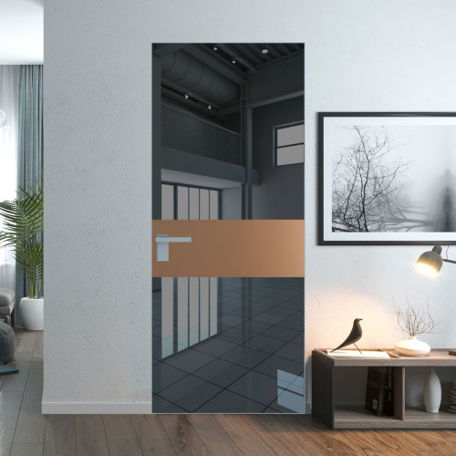 Межкомнатная дверь ProfilDoors 5 AGK цвет Зеркало Grey вставка Перламутр золото кромка Матовая