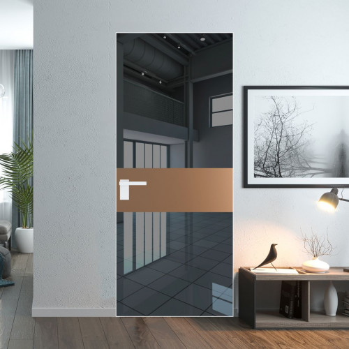 Межкомнатная дверь ProfilDoors 5 AGK цвет Зеркало Grey вставка Перламутр золото кромка Вайт