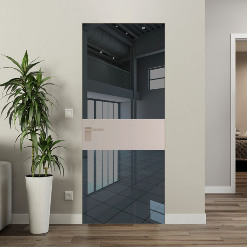 Межкомнатная дверь ProfilDoors 5 AGK цвет Зеркало Grey вставка Сэнд кромка Никель матовый