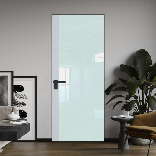 Межкомнатная дверь ProfilDoors 6 AGK цвет Lacobel Белый лак вставка Вайт кромка Черный матовый
