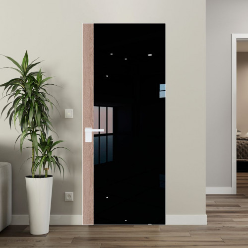 Межкомнатная дверь ProfilDoors 6 AGK цвет Lacobel Черный лак вставка Дуб Сонома кромка Вайт