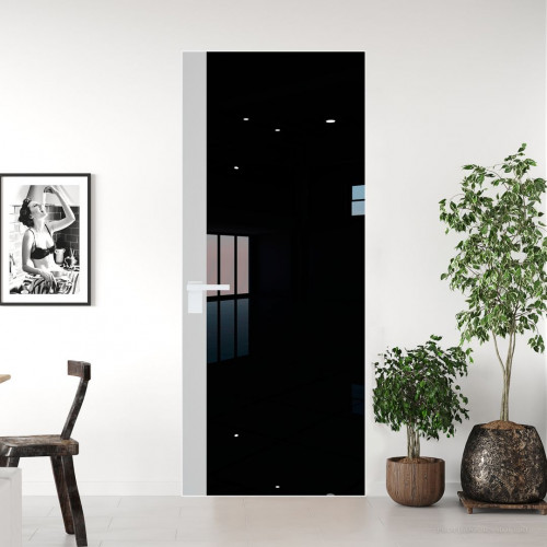 Межкомнатная дверь ProfilDoors 6 AGK цвет Lacobel Черный лак вставка Крем Вайт кромка Вайт