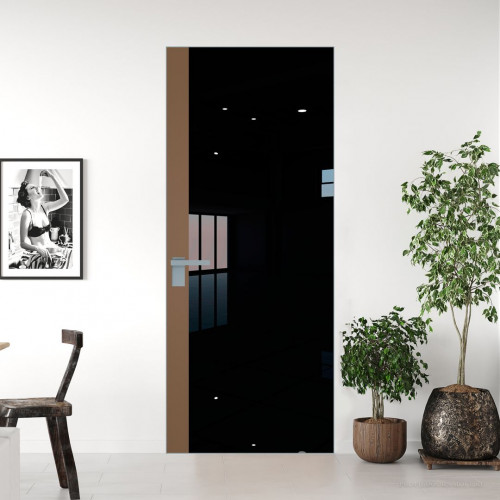 Межкомнатная дверь ProfilDoors 6 AGK цвет Lacobel Черный лак вставка Перламутр золото кромка Серебро