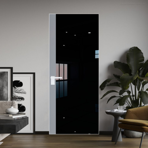 Межкомнатная дверь ProfilDoors 6 AGK цвет Lacobel Черный лак вставка Смоки кромка Вайт