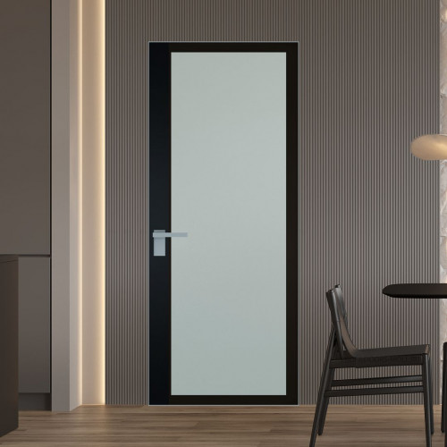 Межкомнатная дверь ProfilDoors 6 AGK цвет Мателюкс черный прокрас вставка Блэк кромка Матовая