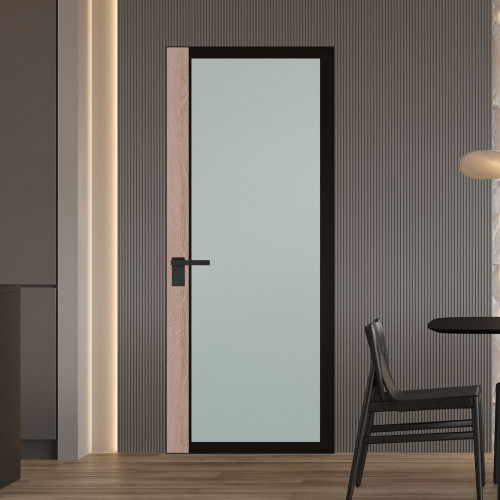 Межкомнатная дверь ProfilDoors 6 AGK цвет Мателюкс черный прокрас вставка Дуб Сонома кромка Черный матовый