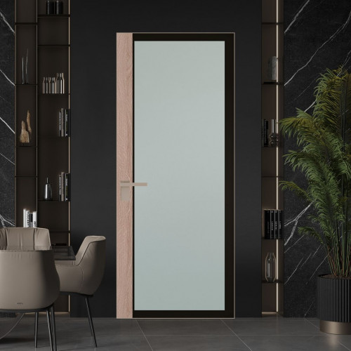 Межкомнатная дверь ProfilDoors 6 AGK цвет Мателюкс черный прокрас вставка Дуб Сонома кромка Никель матовый