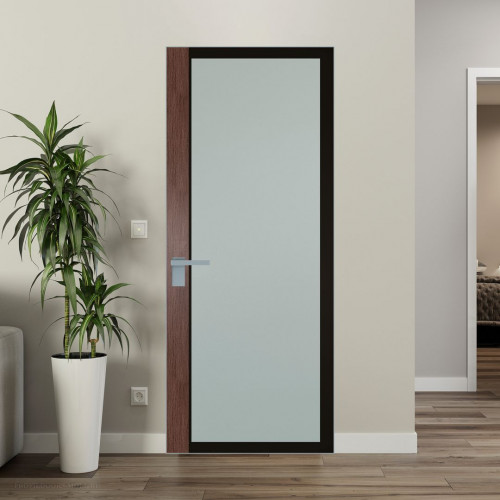 Межкомнатная дверь ProfilDoors 6 AGK цвет Мателюкс черный прокрас вставка Дуб Тобакко кромка Матовая