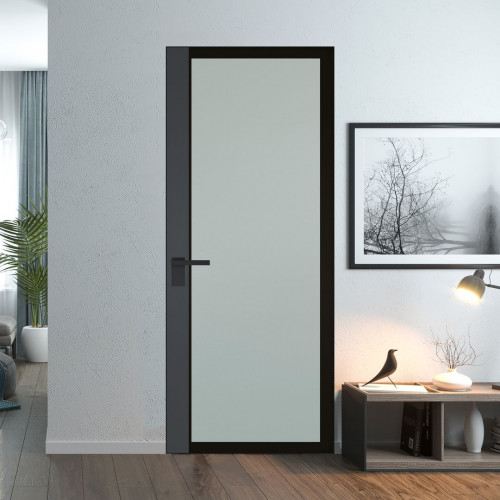 Межкомнатная дверь ProfilDoors 6 AGK цвет Мателюкс черный прокрас вставка Графит кромка Черный матовый