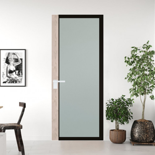 Межкомнатная дверь ProfilDoors 6 AGK цвет Мателюкс черный прокрас вставка Каштан светлый кромка Вайт