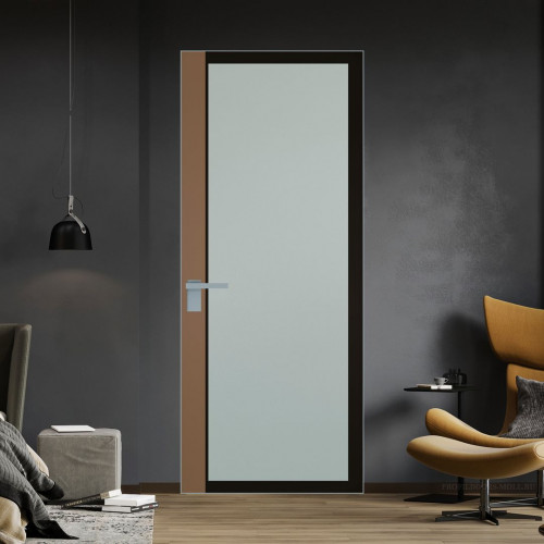 Межкомнатная дверь ProfilDoors 6 AGK цвет Мателюкс черный прокрас вставка Перламутр золото кромка Серебро