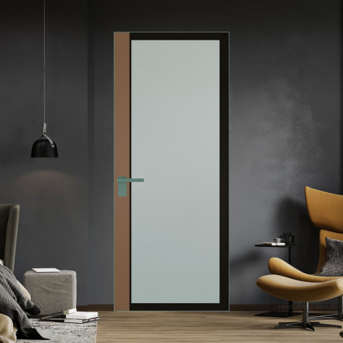 Межкомнатная дверь ProfilDoors 6 AGK цвет Мателюкс черный прокрас вставка Перламутр золото кромка Зеленый воск